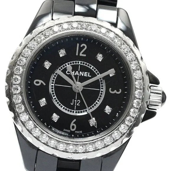 CHANEL J12 H2571 Diamond bezel 8P black Dial Quartz Ladies Watch_888705 J12 Watch 29 mm Black Ceramic & Steel - H2571 | CHANEL main image 4